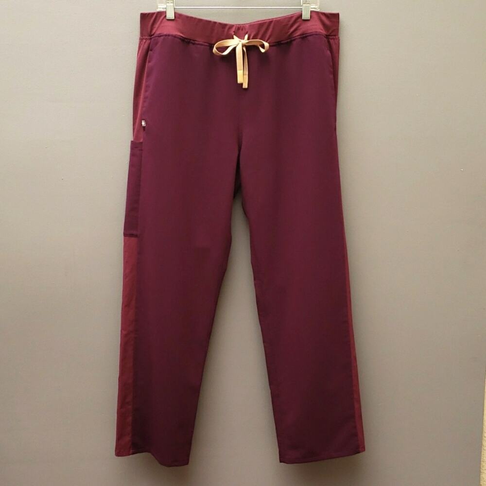 Figs Livingston Paneled Two Toned Burgundy  Scrub Pants Women's Size XLP